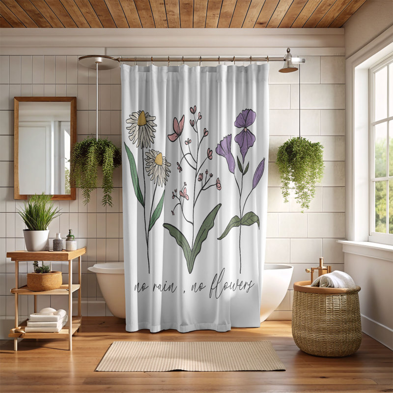 Funky Petals - Rideau de douche standard 1 pièce, H 74 po x l 71 po