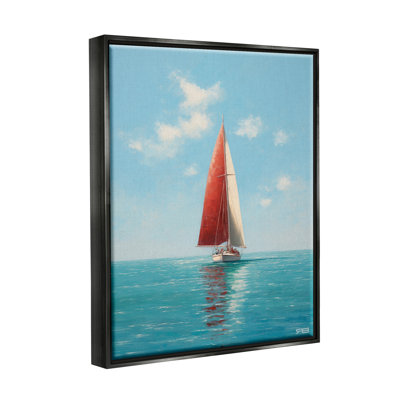 «Red Sailboat on Sea» par RB Floater, reproduction d'art sur toile