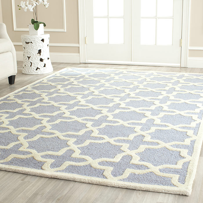 Cannen Hand Tufted Wool Geometric Rug, Square 10'