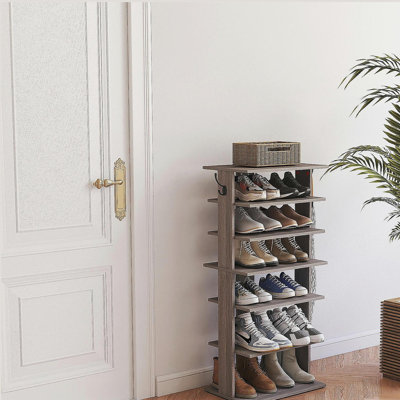 Rangement à chaussures à 7 niveaux avec crochets, étagère à chaussures d'entrée pour chaussures