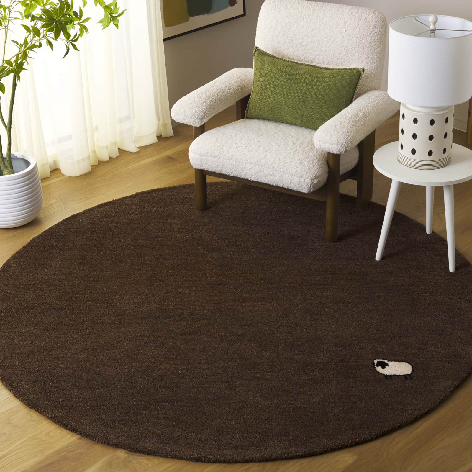 Racheal Brown Hand-Woven Rug, Round 6'