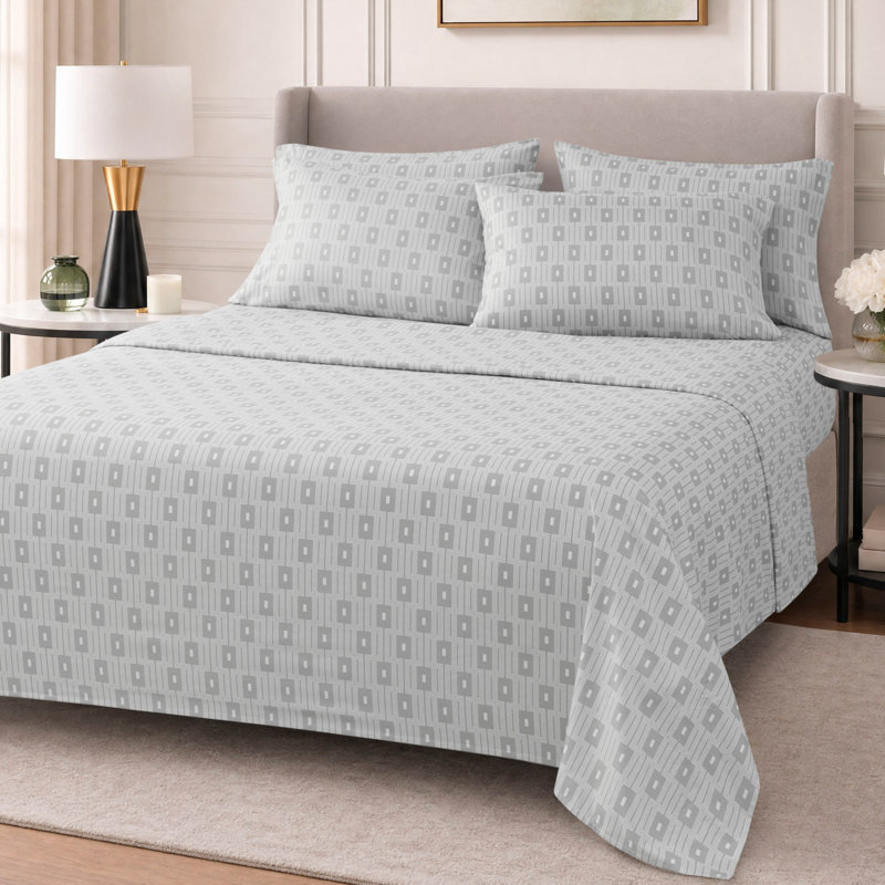 Nine West Microfiber Sheets with Extra Pillowcases, Twin, Gray-Gilmore