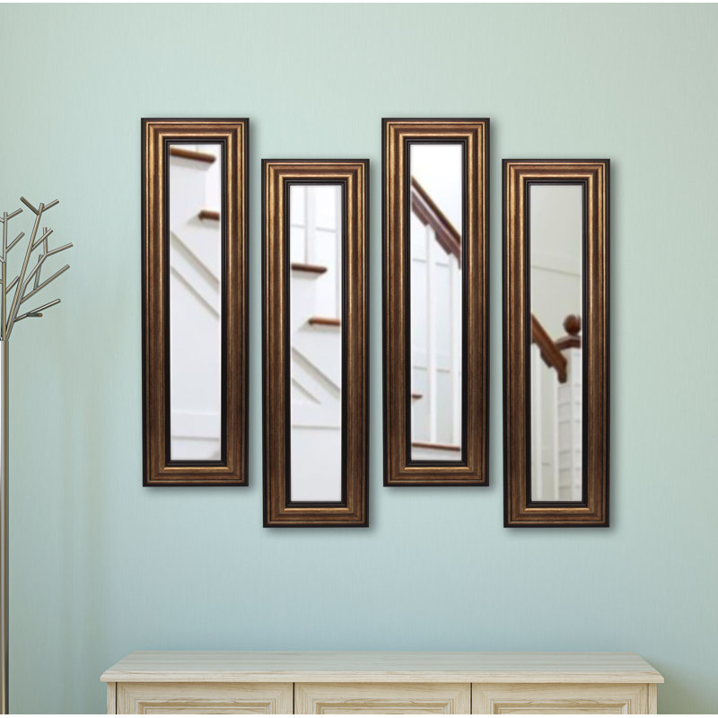 Ensemble 4 pièces de miroirs de panneaux brésilien modernes et contemporains Kincannon, H 11,5 po x l 39,5 po