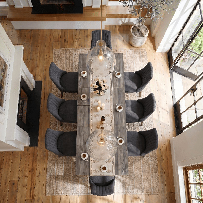 Ensemble de table de salle à manger extensible 106 pouces avec 6 chaises rembourrées Banstead, Black