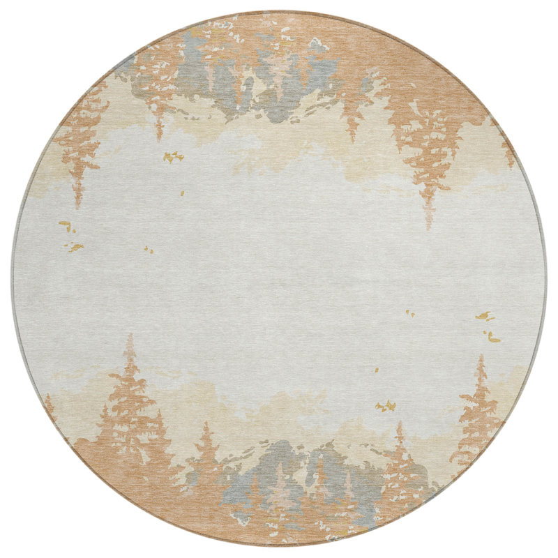 Machine Washable Indoor/Outdoor Chantille ACN2861 Lodge Rug, Paprika, 8' Round
