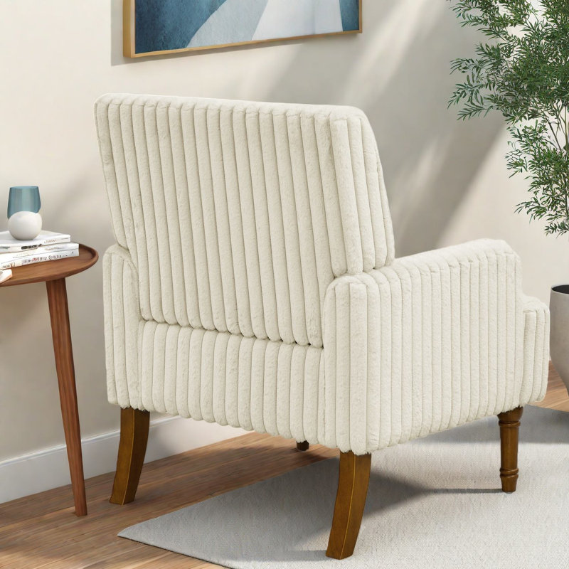 Chaises d'appoint confortables, chaise beige moderne en velours côtelé pour la maison