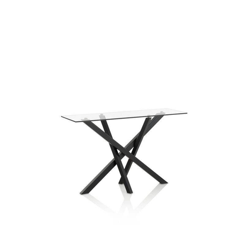 Goree 120cm Glass Top Console Table, Black Matt