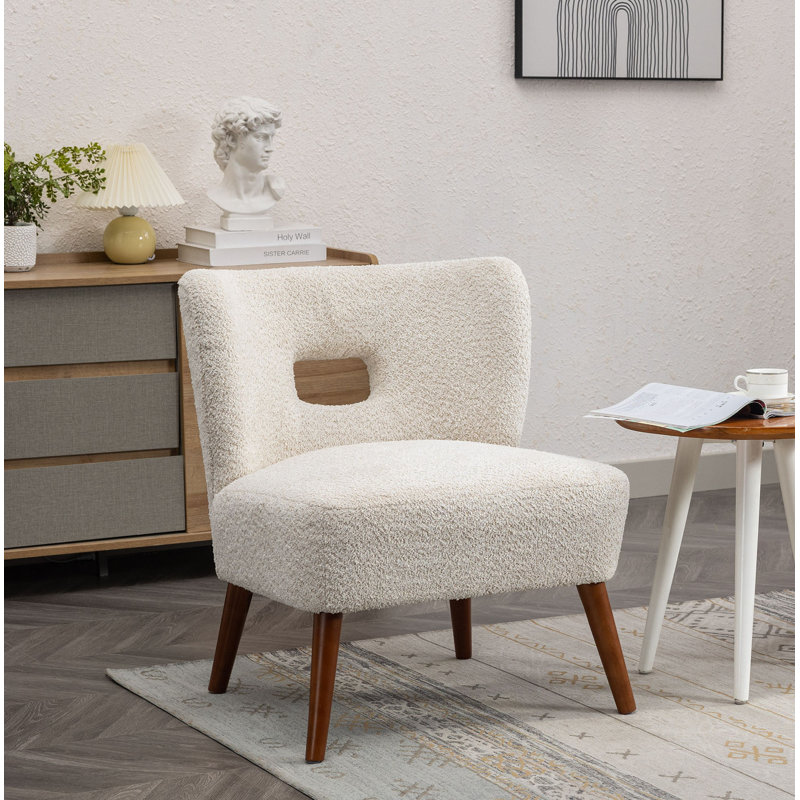 Fauteuil de chambre en sherpa Arimantas, Mélange de polyester beige