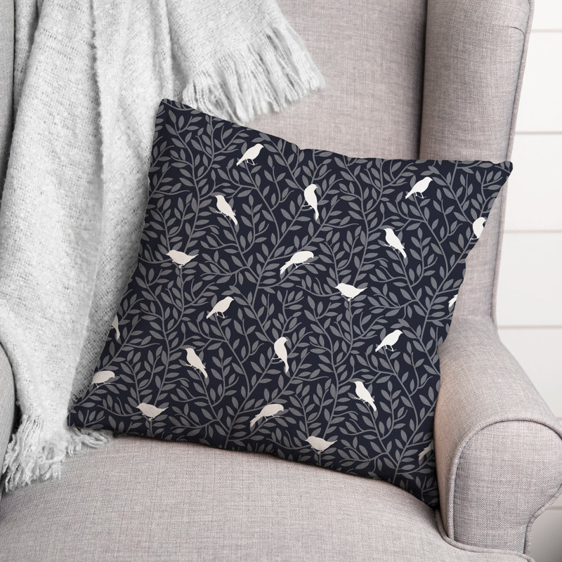  Coussin décoratif intérieur / extérieur en polyester à imprimé animal, H 18 po x l 18 po, Bleu marine