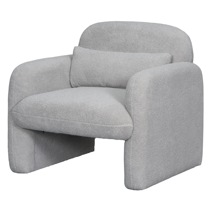 Stylish and Minimalist Fleece Single Sofa Chair with Arms and Pillow, Armchair, Gray Teddy