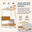 Lit plateforme en forme de voiture en bois massif naturel avec coussin, support de plafond et pied de lit-664705831