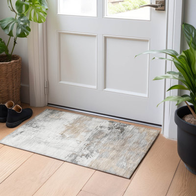 Machine Washable Indoor/Outdoor Cinead ACN1685 Ivory Rug