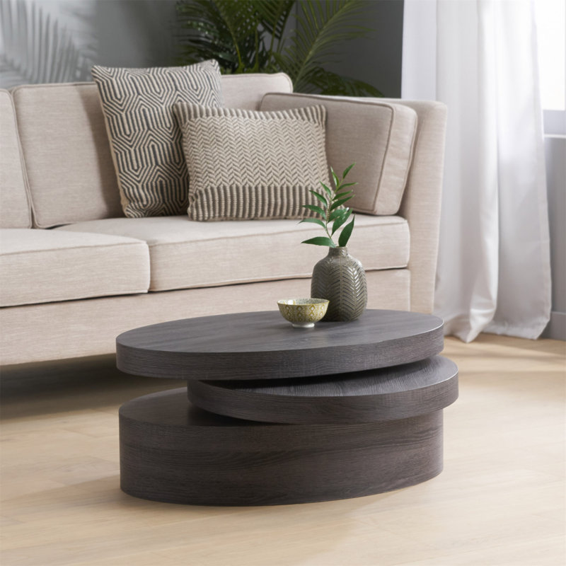 TABLE BASSE MODERNE ROTATIF - Noir mat