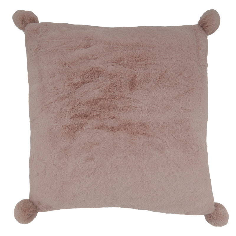 Faux Rabbit Fur Collection Reversible Throw Pillow, Oatmeal