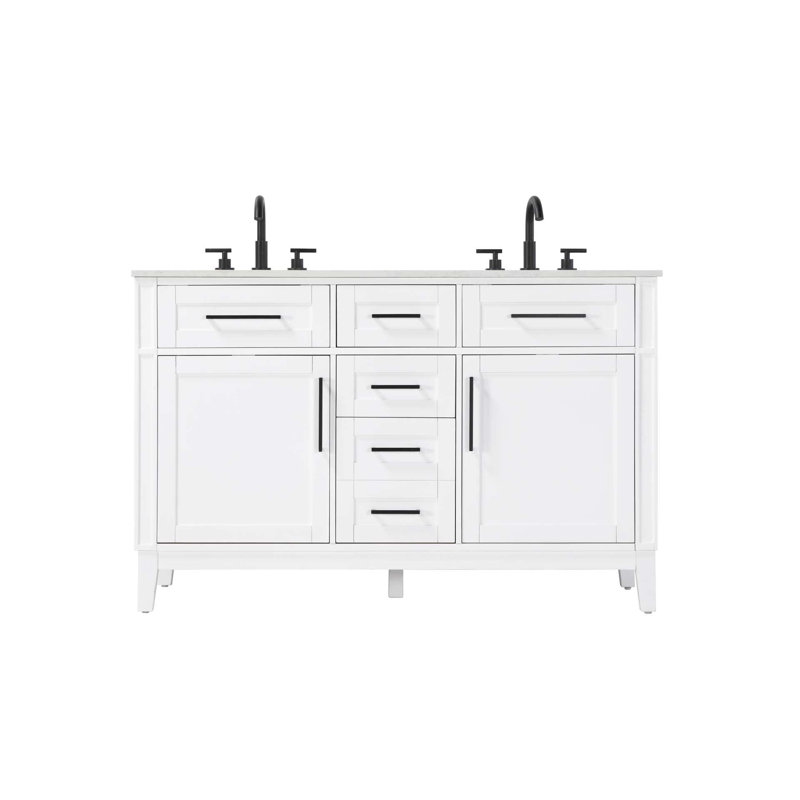 Meuble-lavabo double 54 po blanc, Blanc, 54"