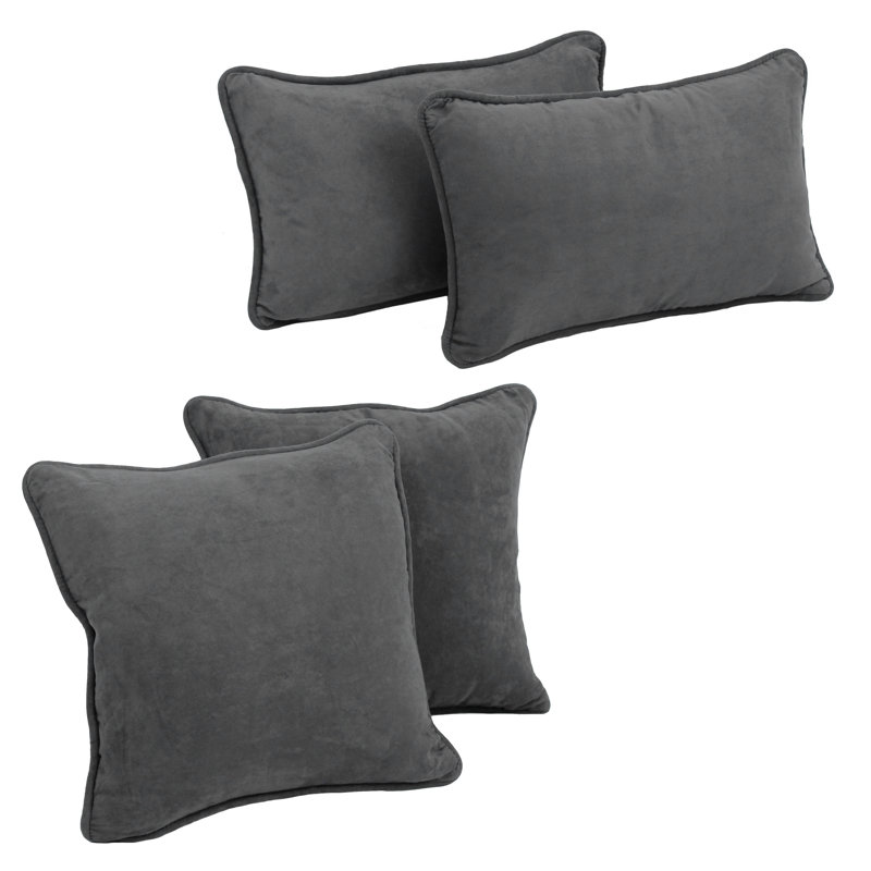  Housse de coussin rectangulaire et insert, Gris acier