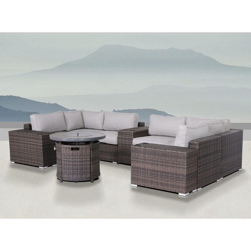 Biles Wicker Fully Assembled 4 - Person Seating Group with Cushions