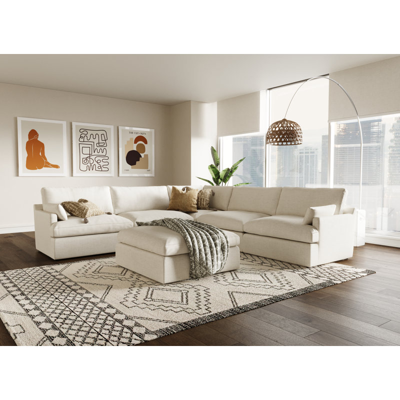 Thayna Beige Upholstered Sectional Sofa