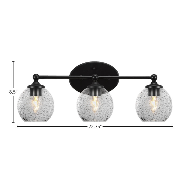 Barre de salle de bain légère Aitkens avec verre fumé de 5,75 po, Noir mat, 3