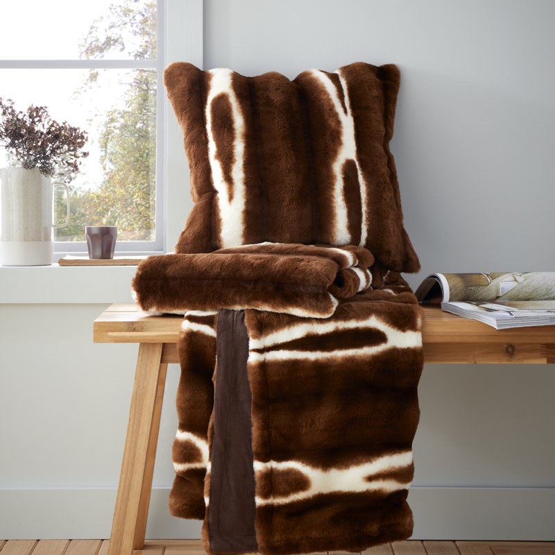 Flint Cosy Faux Fur Cushion Cover, Brown