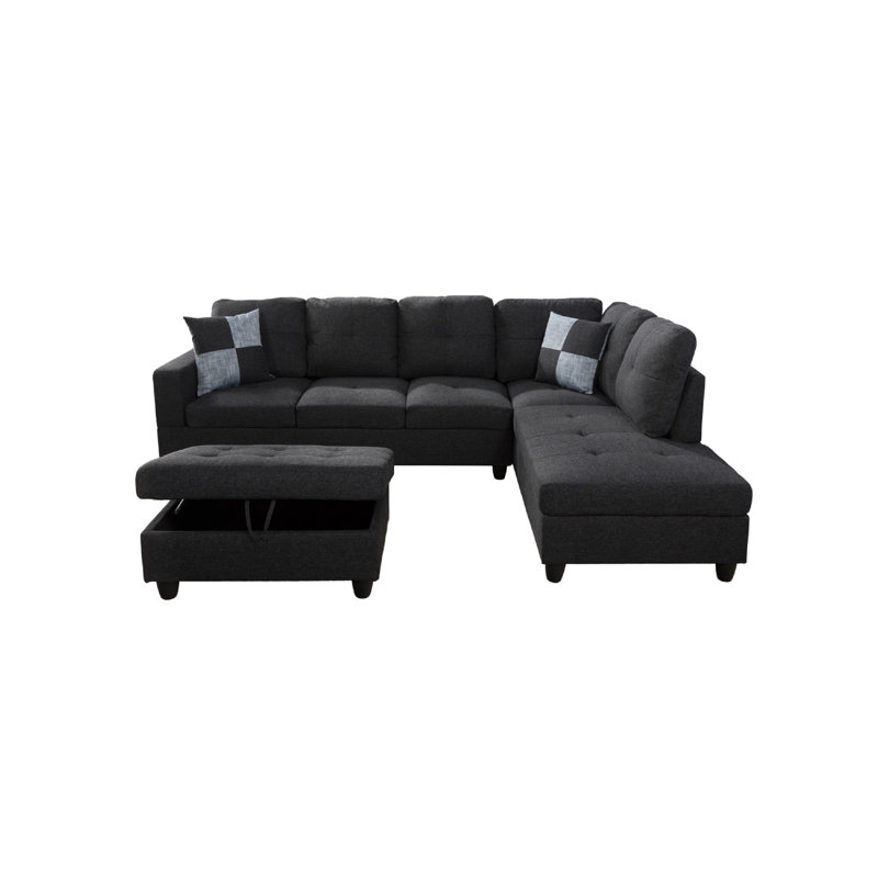 Palmer Square Upholstered Sectional, Right Hand Facing, Gray White