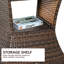 Bela Rattan Wicker Side Table with Umbrella Hole, 2 Tier Storage Shelf for All Weather for Outdoor, Patio, Garden, Backyard-62624452