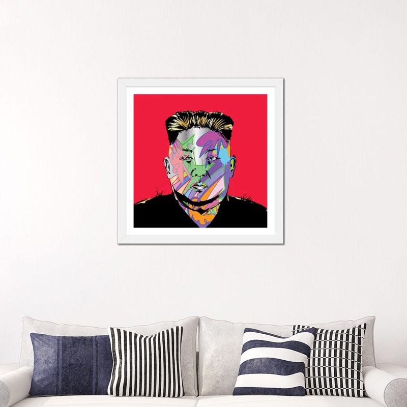 «Kim Jong» par Technodrome1 - impression d'art graphique, H 16 po x l 16 po x p 1 po, Papier encadré blanc, Blanc