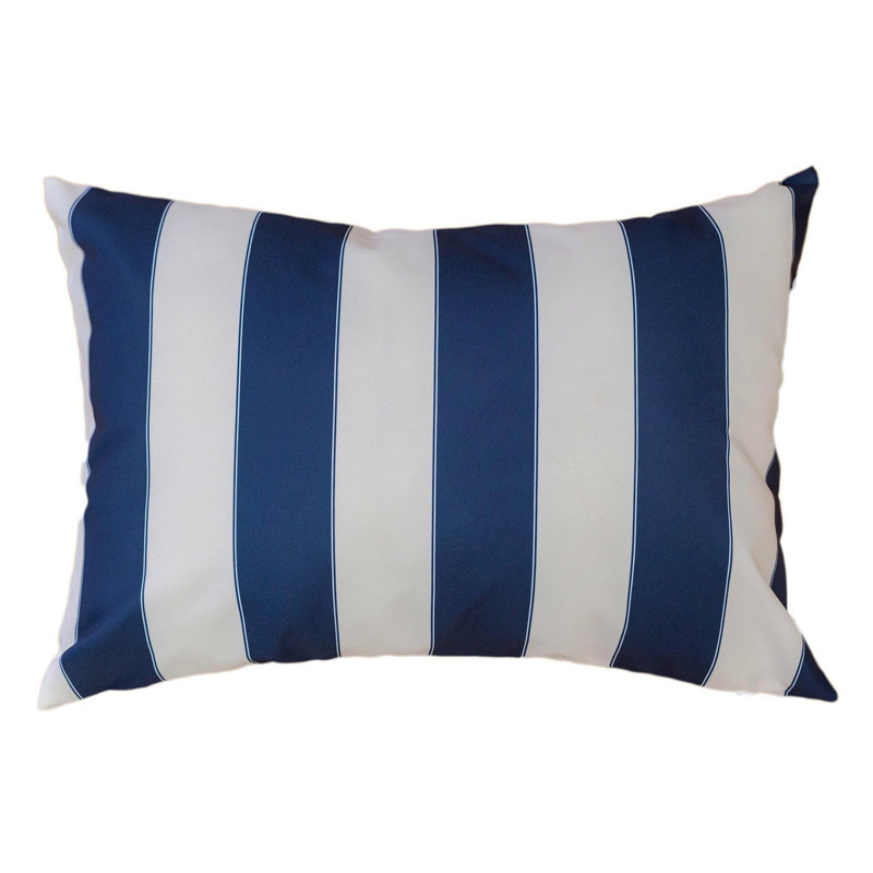 Coussin horizontal rayé 14 po x 20 po Horizon, Rectangle H 13,99 po x l 20 po, Bleu marine / rayures blanches