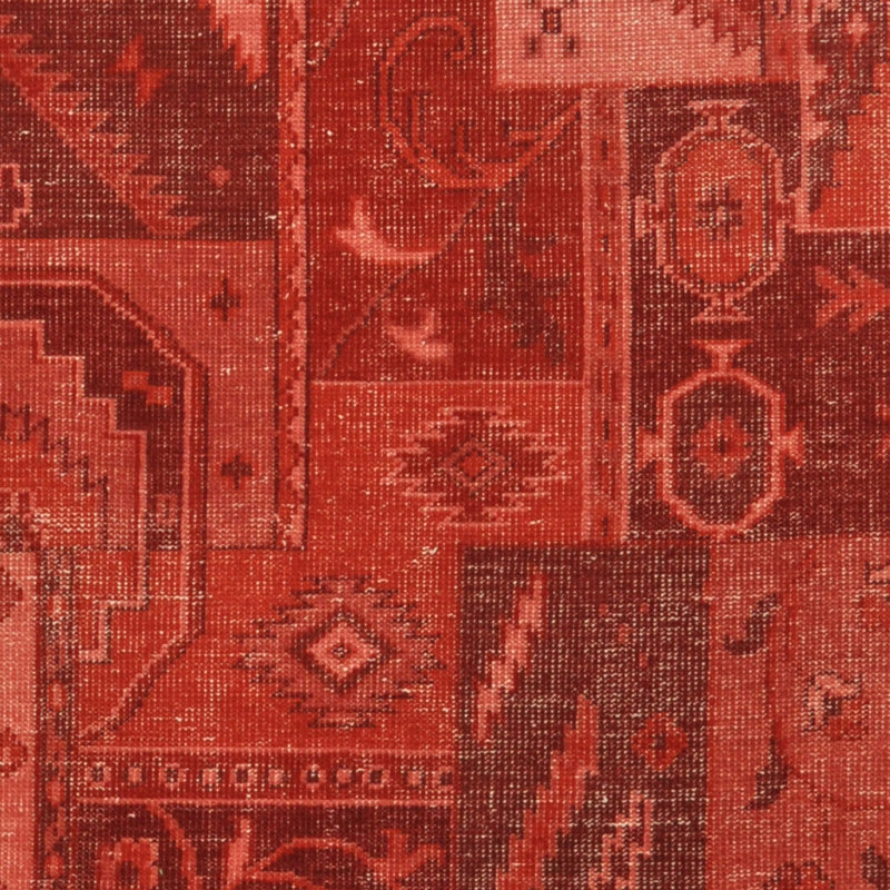 Tapis rouge marocain en laine noué à la main de conception unique 5 pi 3 po x 7 pi 8 po Lues