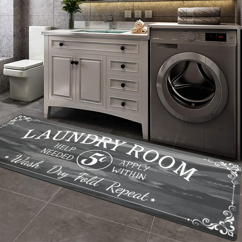 Gray Laundry Room Mat Kitchen Mat
