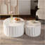 Ensemble de tables de rangement rondes blanches avec couvercle escamotable