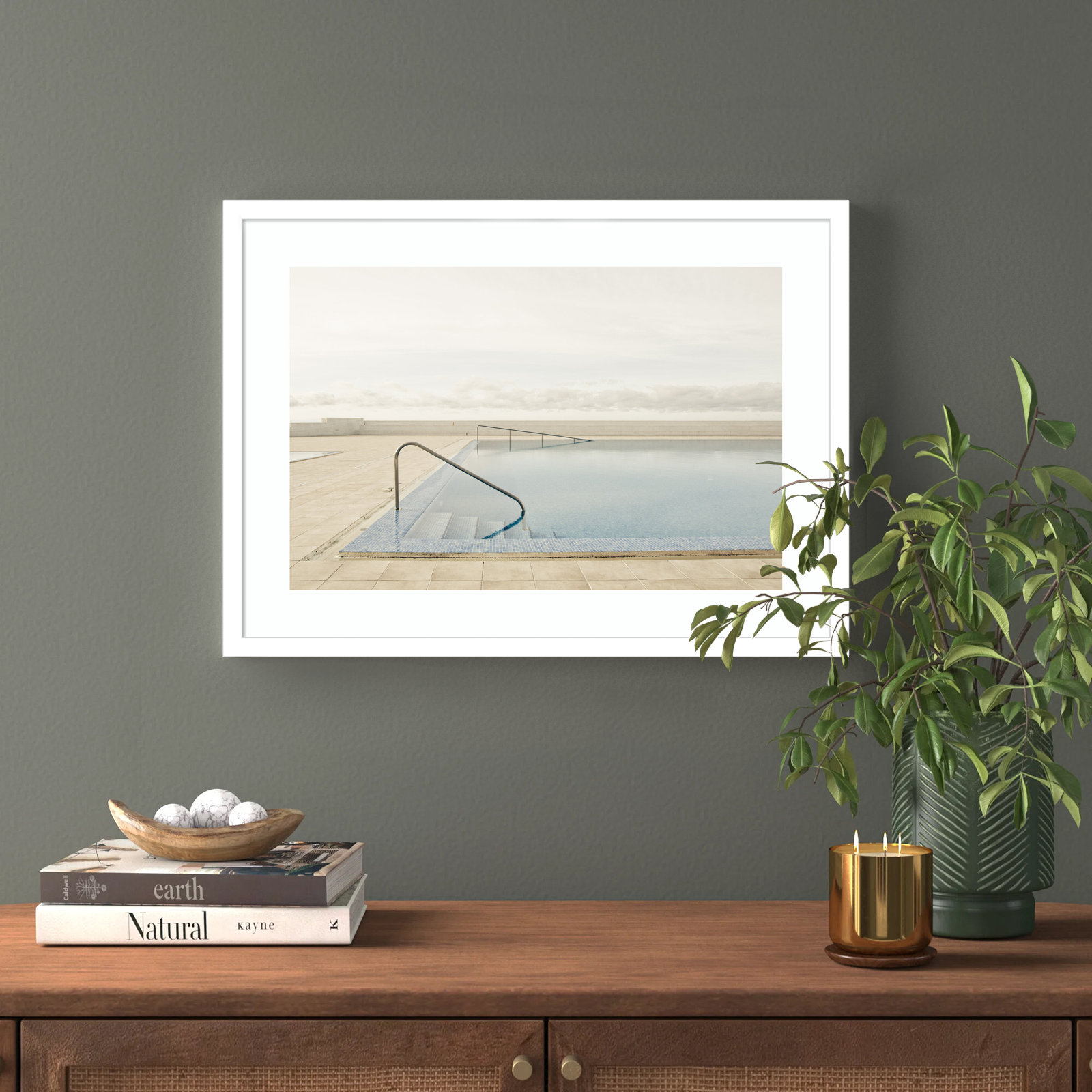 Offseason Swimming Pool Photo Print, White, 19" H x 25" W