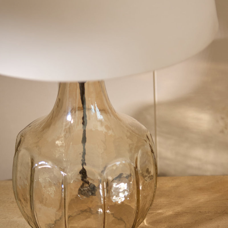 Glass Table Lamp Base - 22cm, Champaign Base/No Shade