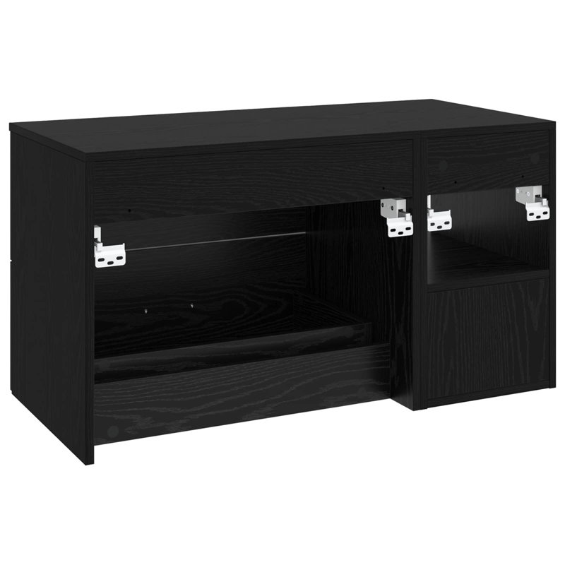 Vanity & Mirror Set, Black Oak