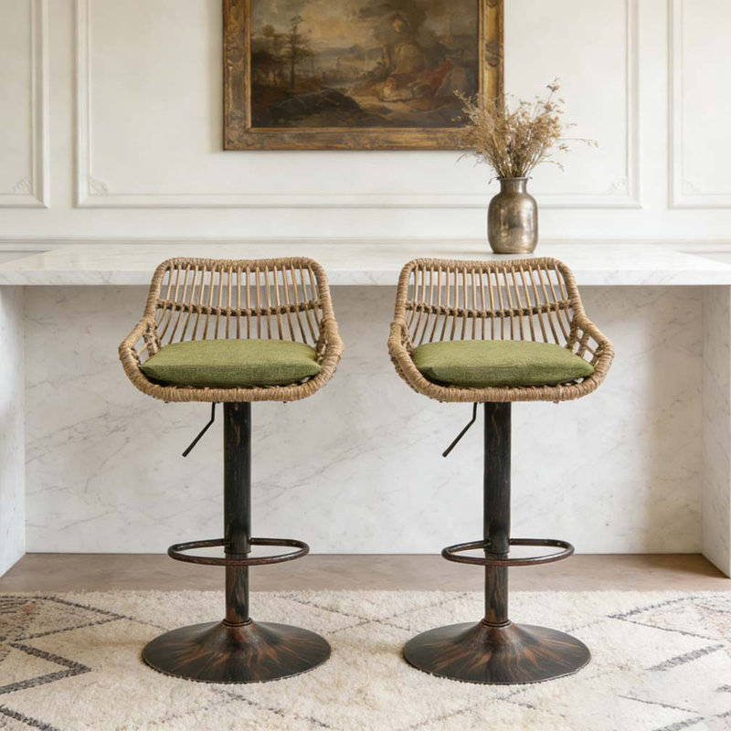 Modern Swivel Bar Stools Set, Green