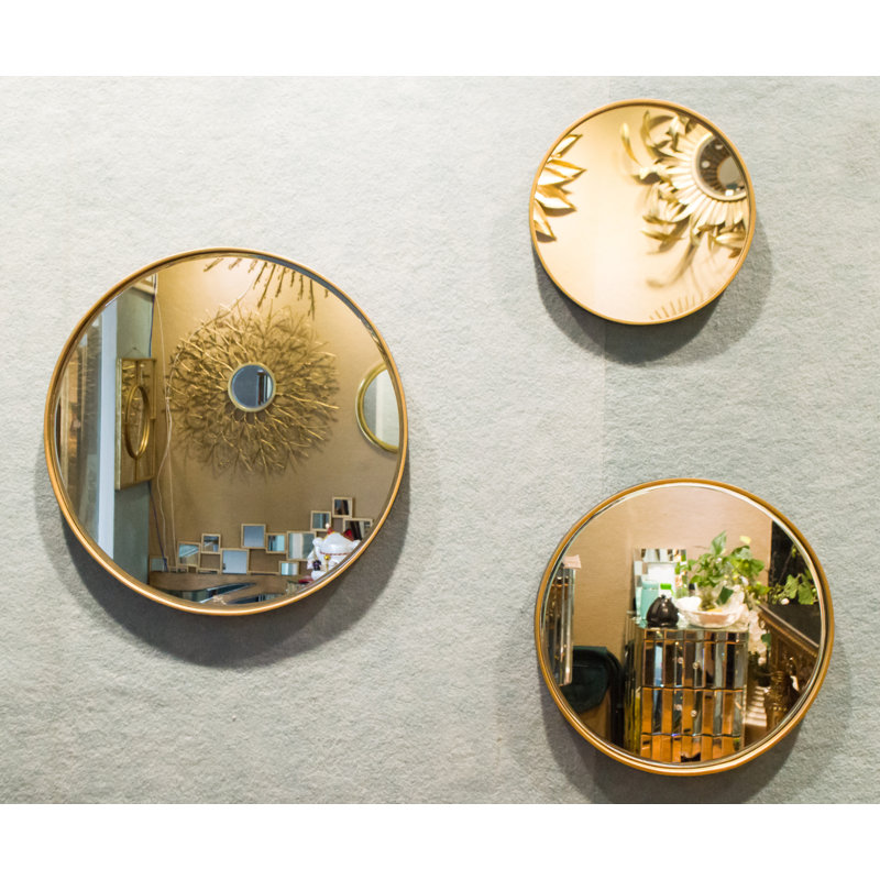 Ensemble de 3 miroirs ronds demi-cercle Lauretta