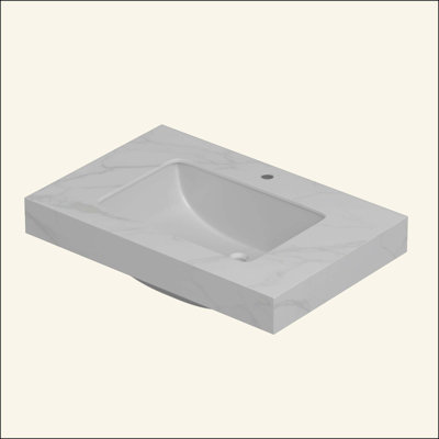 Sintered Stone Countertop and Undermount Ceramic Basin with One Standard Pre-drilled Faucet Hole, NO Cabinet, NO Faucet and Sink Cover
