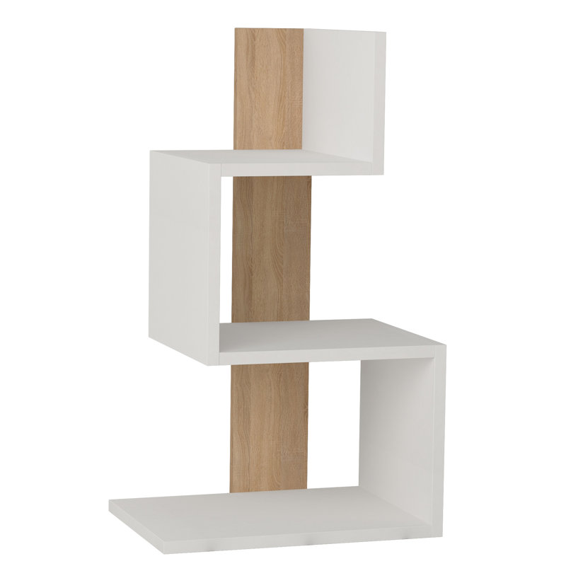 Chambers Modern 3-Tier Side Table, White/Oak