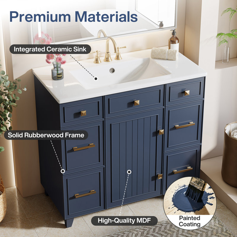 36'' Single Bathroom Vanity With Ceramic Top