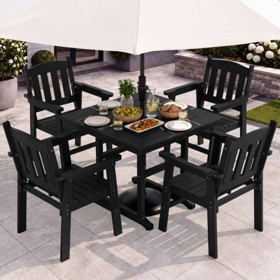 Ensemble de salle à manger d'extérieur 12 pièces en PEHD résistant aux intempéries (table et chaises), mobilier de jardin pour terrasse/véranda/terrasse, 4 tables et 8 chaises