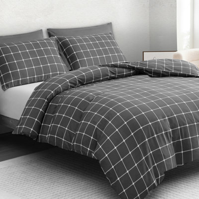 Microfiber Geometric Duvet Cover Set