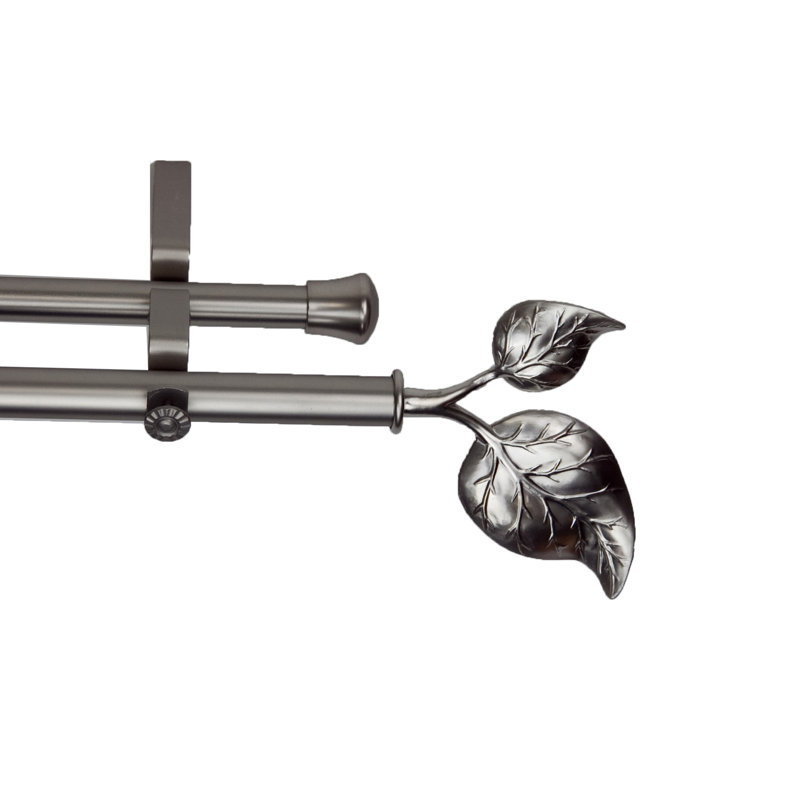 Tringle à rideaux double réglable Sycamore, l 66 à 120 po, Nickel satiné