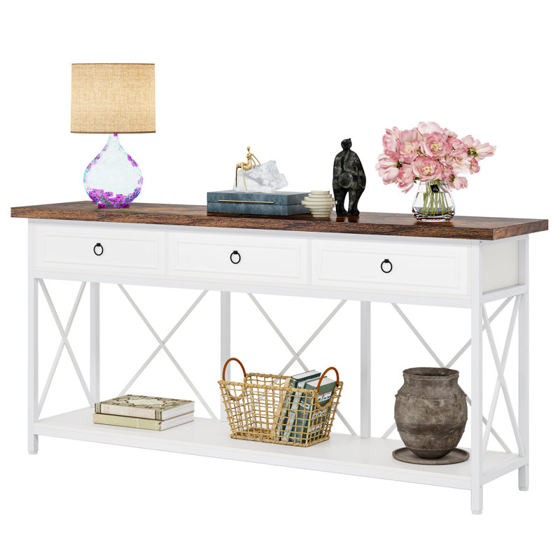 Tatianah 70.86'' Console Table, Brown/White