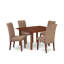 L'ensemble de table de cuisine 5 pièces pour 4 personnes comprend une table de salle à manger rectangulaire avec rallonge papillon et 4 chaises Parson en tissu de lin brun, acajou-253727528-253727531