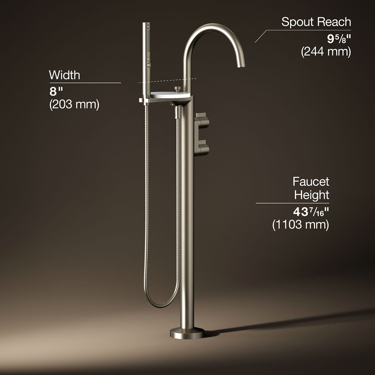 Components Freestanding Bath Filler Trim, Vibrant Brushed Nickel, Knob Handle