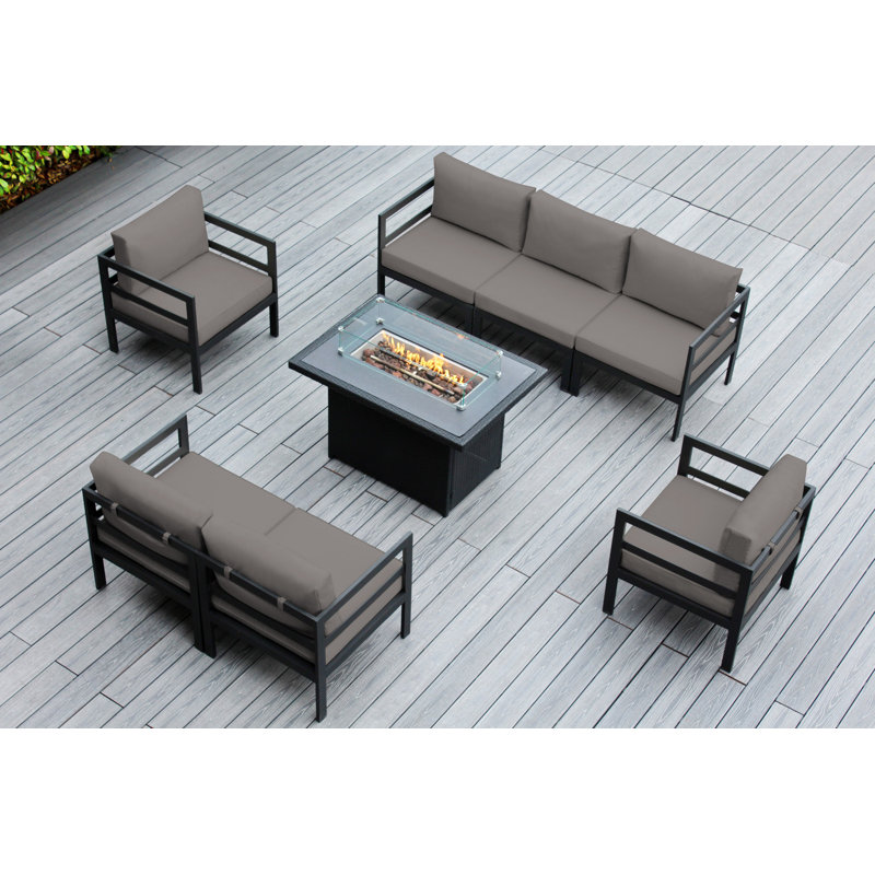 Josmar 7 - Person Patio Conversation Sets with Cushions, Sunbrella Taupe