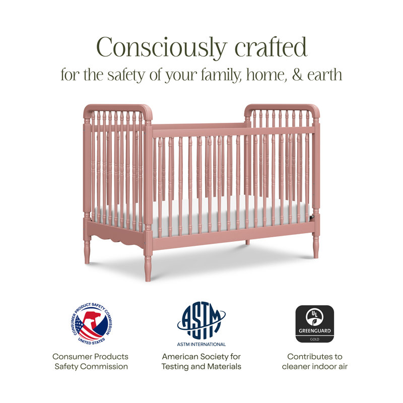 Liberty 3-in-1 Convertible Spindle Crib, Dusty Rose