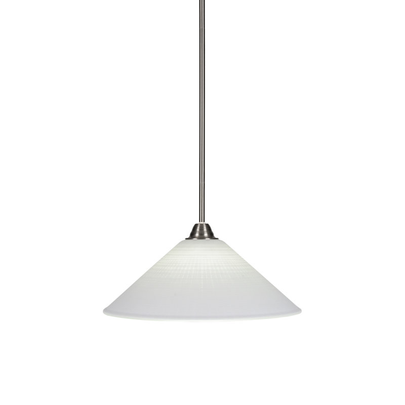 Ayrshire Paramount Stem Hung Pendant Shown In Brushed Nickel Finish Matrix Glass, White, 58" H x 16" W x 16" D