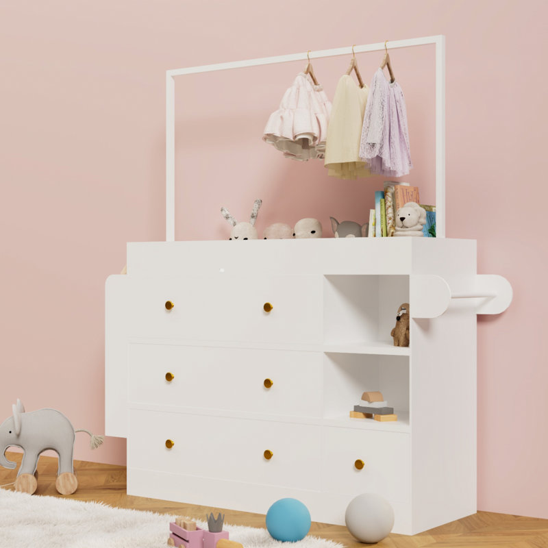 Dresser With Drawers, Storage Open Shelves