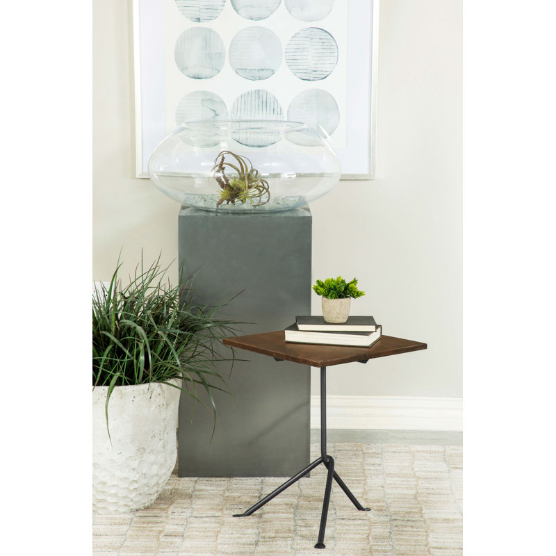 Square Wood Top Accent Side Table Dark Brown, Brown